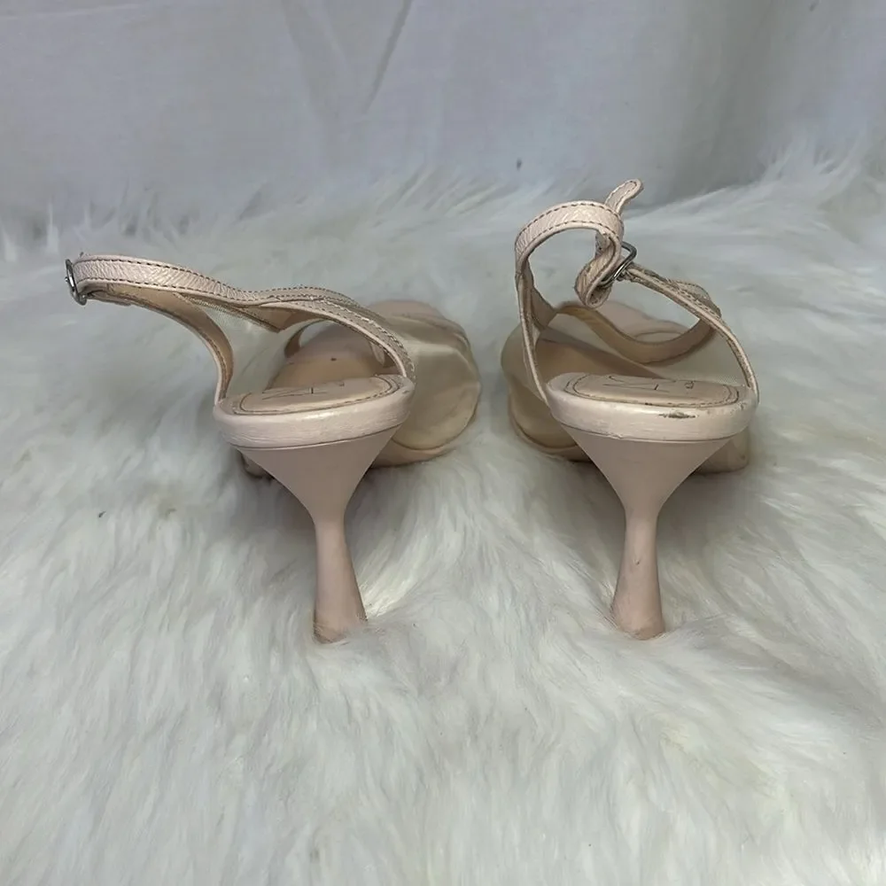 AGL Powder‎ Pink Leather/Mesh Peep Toe Slingback Heels Sz 36.5/US 6.5 - Picture 3 of 7